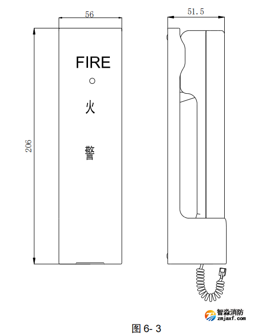 海灣GST-TS-100A/100B型消防電話分機(jī)示意圖 海灣GST-TS-100A/100B型消防電話分機(jī)示意圖